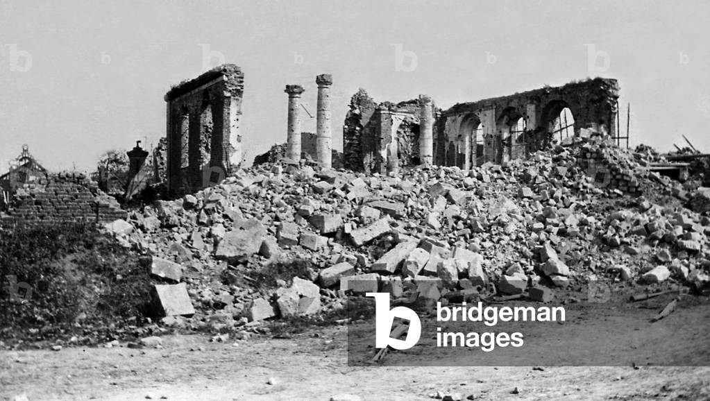 Church of Herbecourt (Somme, France) destroyed by English during their advance during Somme battle, july-december 1916