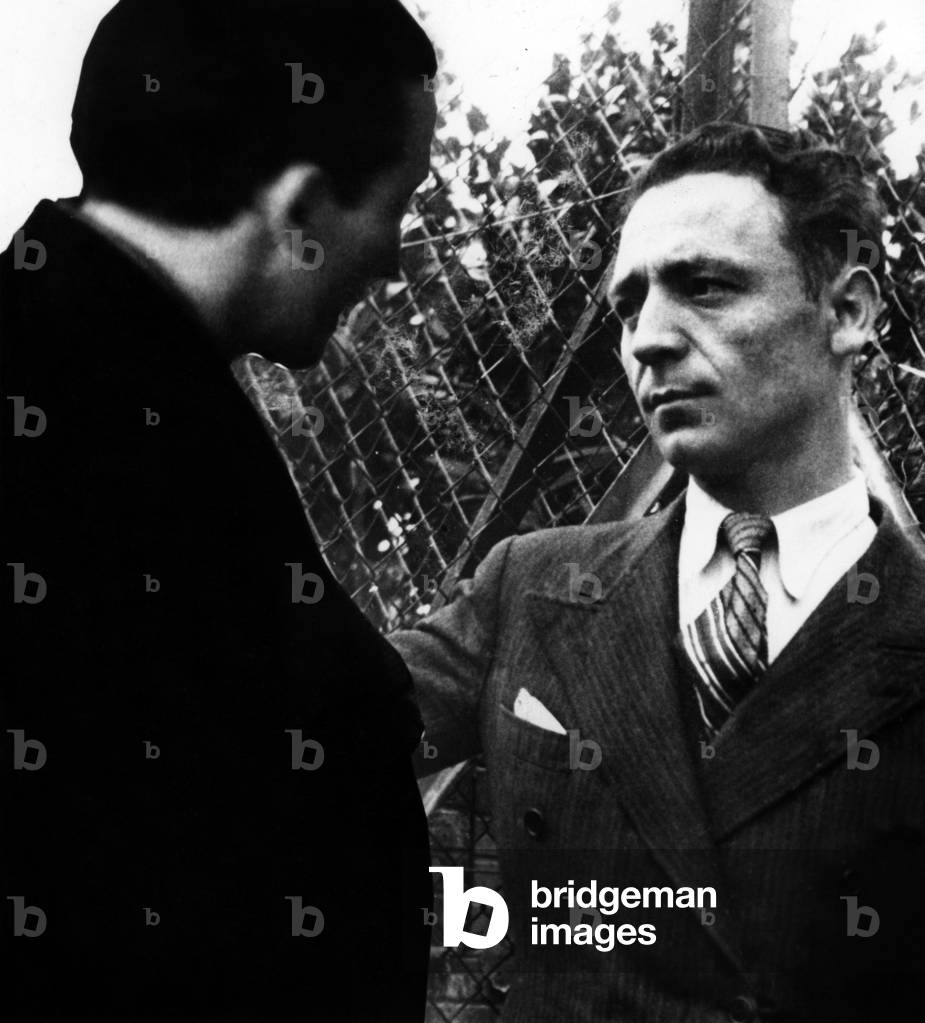 Jo Renucci (1908-1958) corsican gangster, here speaking with a journalist c. 1950