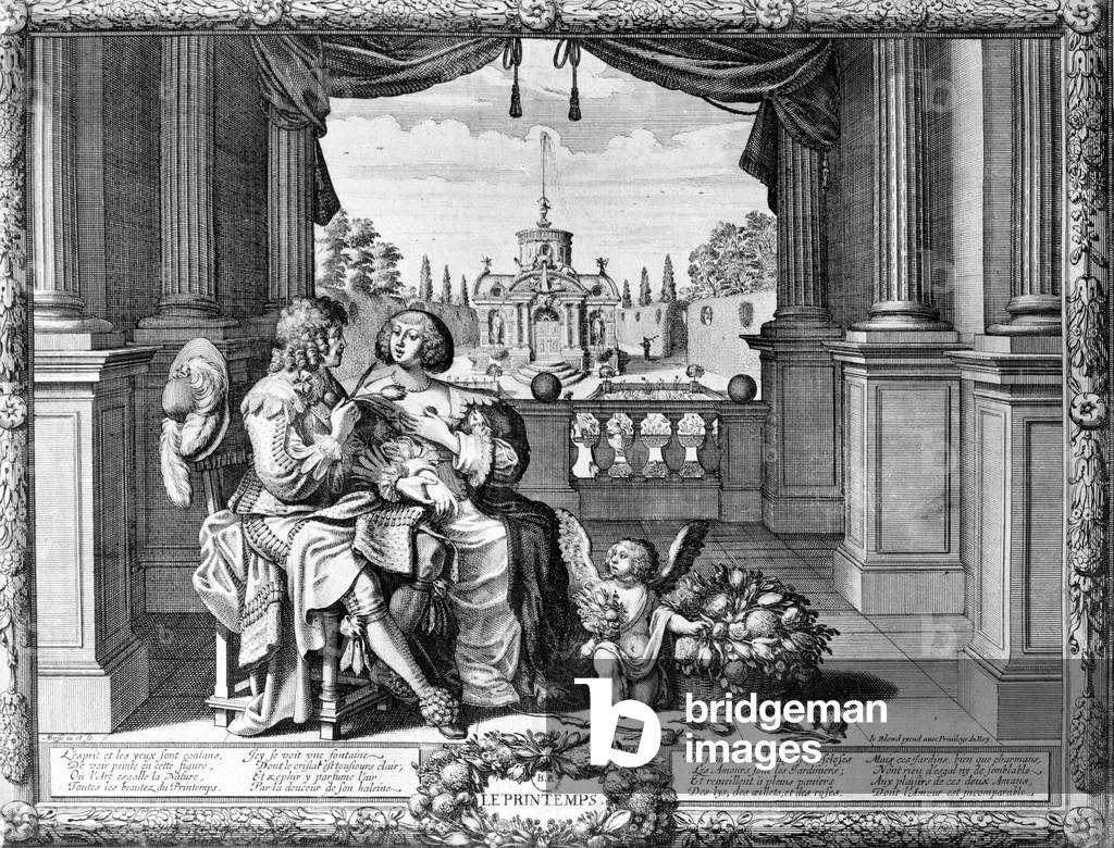 the spring, engraving by Abraham Bosse 17th century in France