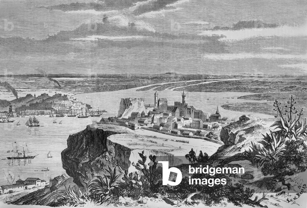 View of Lisbon town and roads, Portugal, october 30, 1858, engraving, 19th century