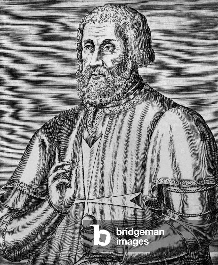 Philippe Villiers de l' Isle-Adam (1464-1534) master of Knights Hospitaller (also known as Knights of Rhodes, Knights of Malta, Cavaliers of Malta, and the Order of St. John of Jerusalem) from 1521, engraving