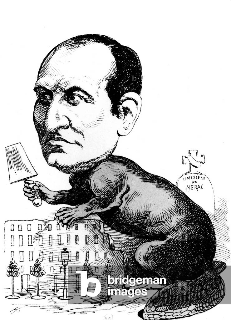 Baron George Eugene Haussmann (1809-1884) Prefect of the Seine in 1853-1870, he was charged by NapoleonIII to conduct renovation works in the center of Paris, here cartoon with a plaster