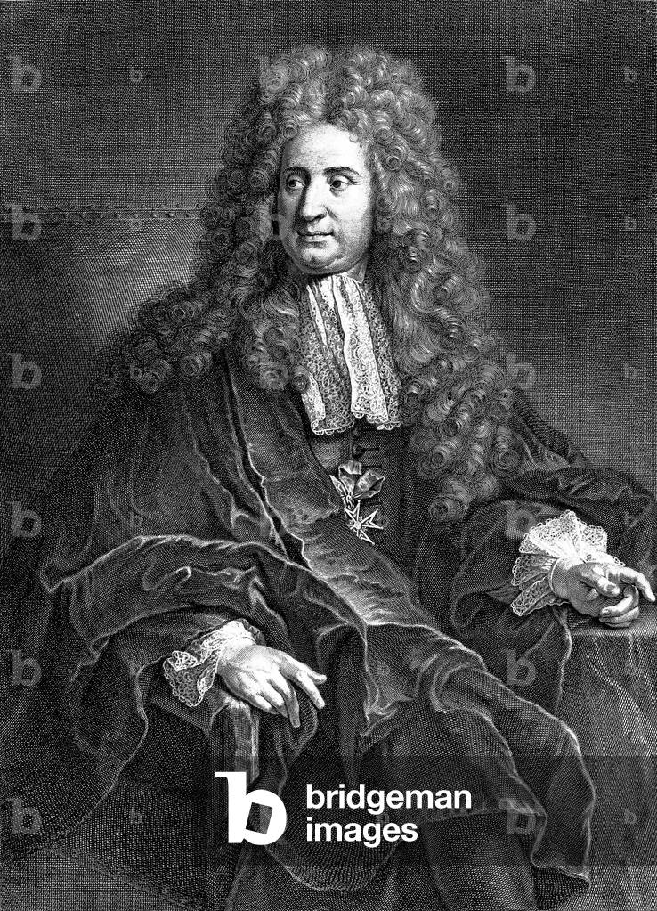 Jules Hardouin Mansart 1646-1708 adviser of French king LouisXIV, architect, superintendent of buildings, engraving
