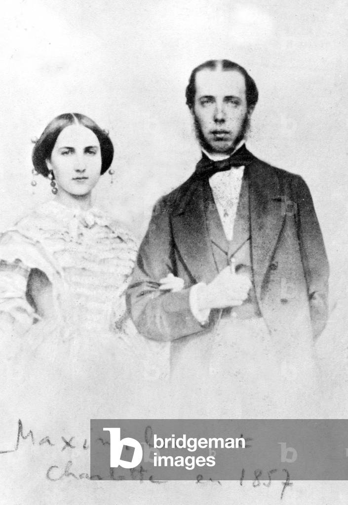 Maximilian 1st (1832-1867) archduke of Austria, emperor of Mexico in 1964-1867, here in 1857 with his wife Charlotte (1840-1927), born princess of Belgium