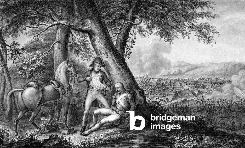 Francois Athanase baron Charette de la Contrie, one of the leaders of the vendean revolt, here during assault of camp Freligne in 1794 at the time of the wars of the Vendee, France in 1793-1796 , engraving