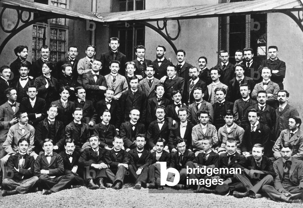 Henri Bergson (1859-1941) French philosopher (2nd row from top, on l) here when he was teacher at secondary school, Paris, 1890-1898