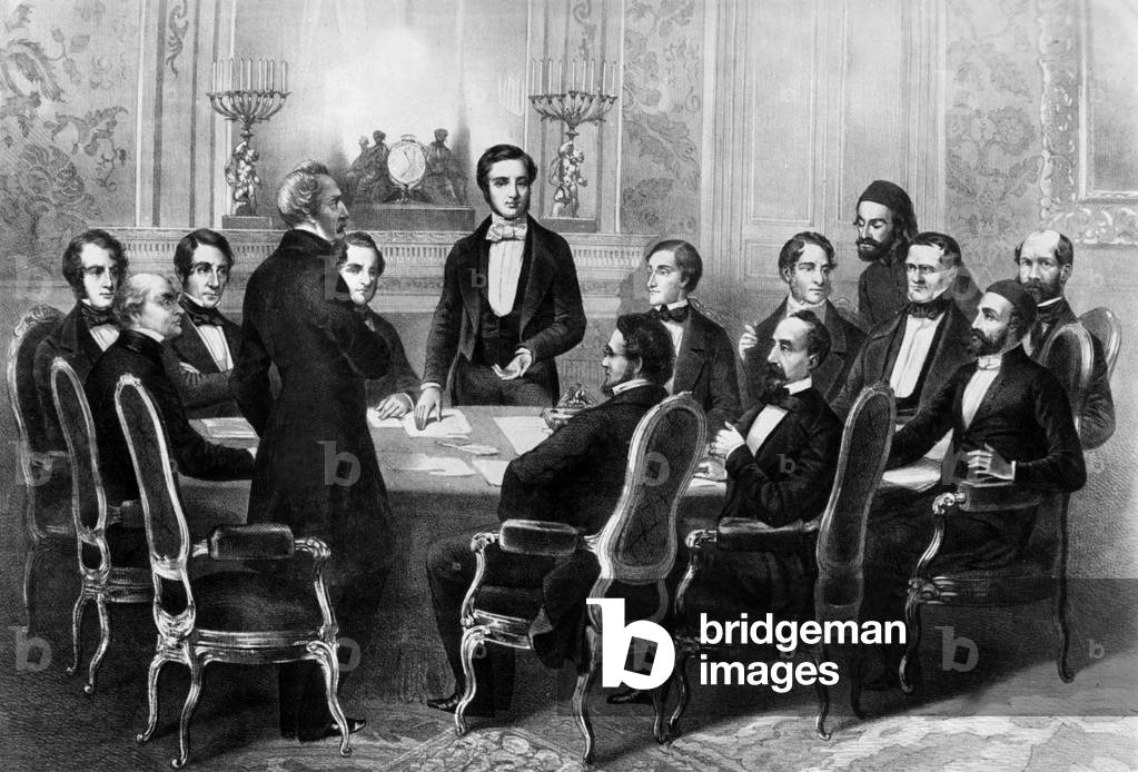 Congress of Paris in february 1856, to end Crimean war, engraving