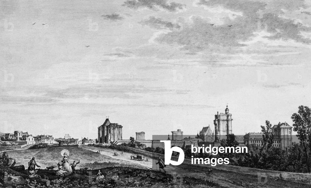 Vincennes castle (near Paris, France), engraving, 17th century