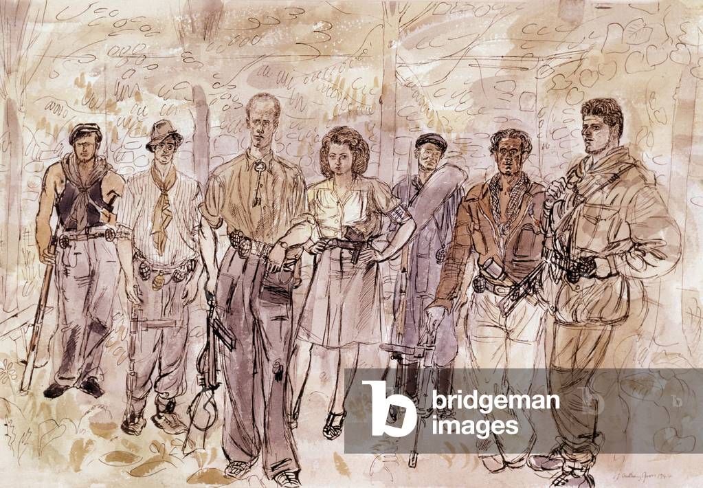 groupe of resistant Bretons, (drawing)