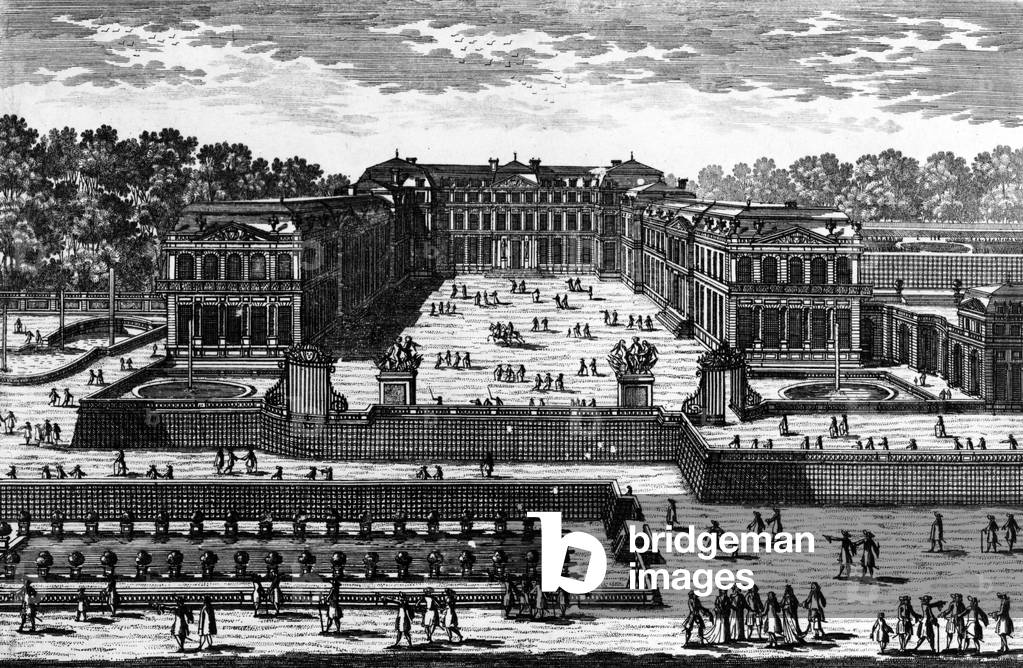Saint Cloud castle near Paris built in 1658-1701 by Philippe d'Orleans, LouisXIV's brother, engraving by Pierre Aveline (1656-1722) c. 1690