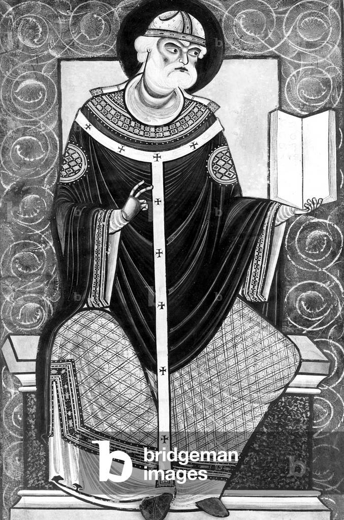 Saint Gregoire of Tours (538-594) merovingien bishop prelate and historian famous for his history chronicle of the franks, illumination, 2nd half of the 12th century