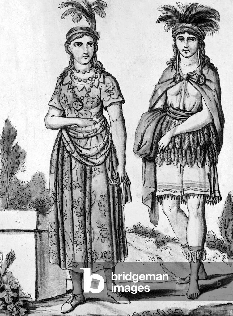 Peruvian noblewomen, engraving, 1806