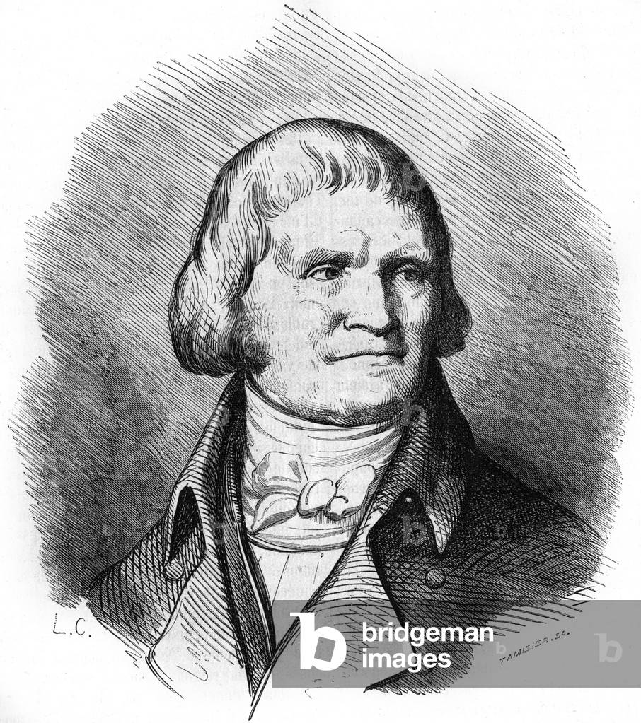 Christophe Philippe Oberkampf (1738-1815) Protestant industrialist who created the manufacture of Jouy canvas in 1768, here c. 1800, engraving after a drawing by Chevignard