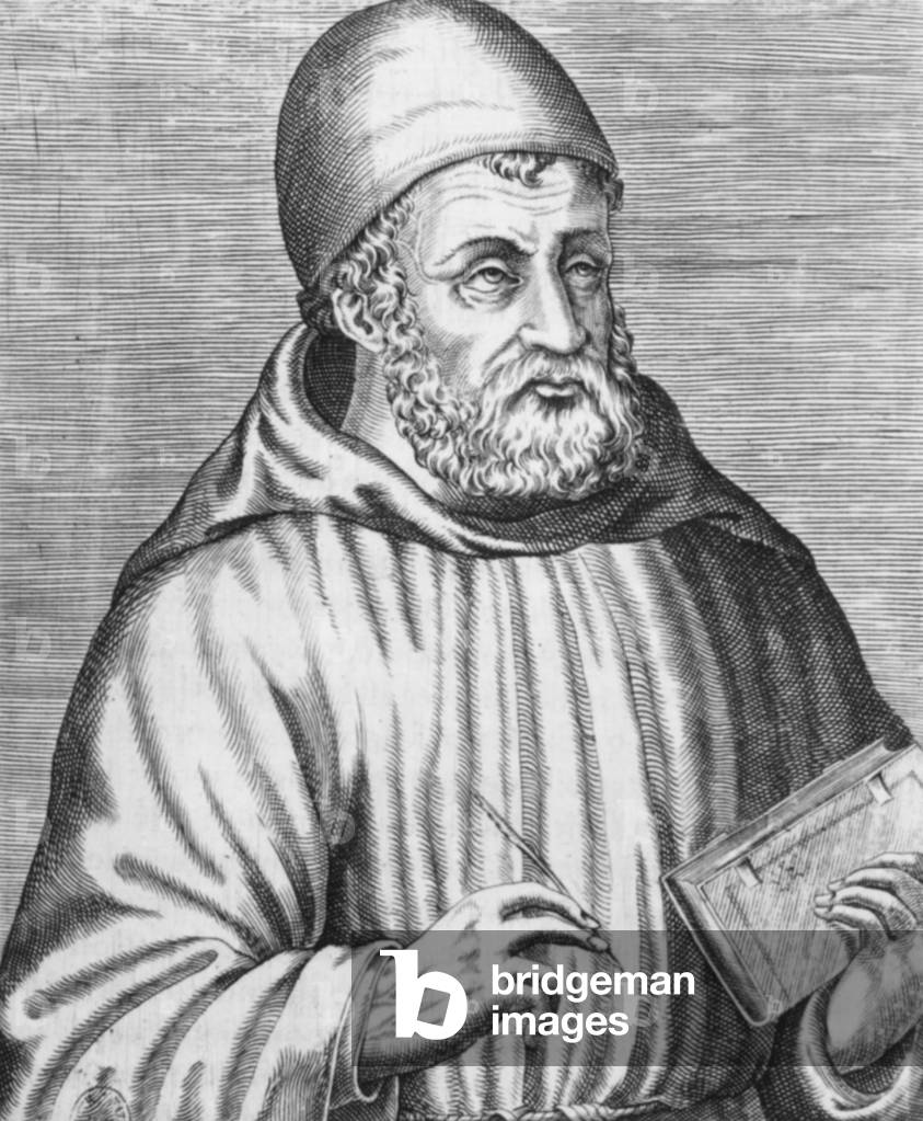 John Duns Scot (1266-1308) irish theologian and philosopher, founder of scholastic school, engraving