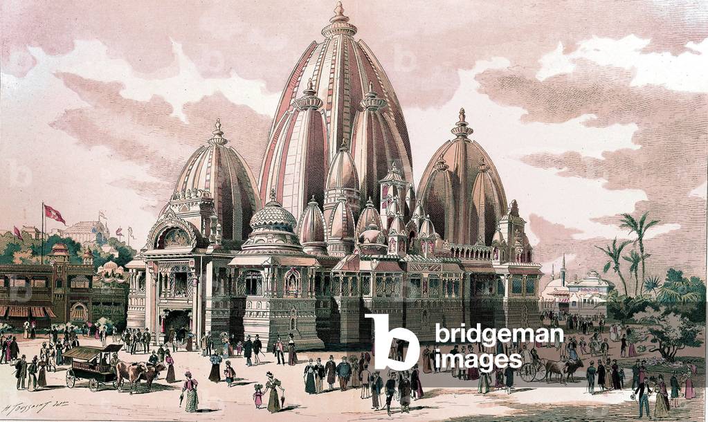 World fair in Paris in 1900 : India pavilion, engraving