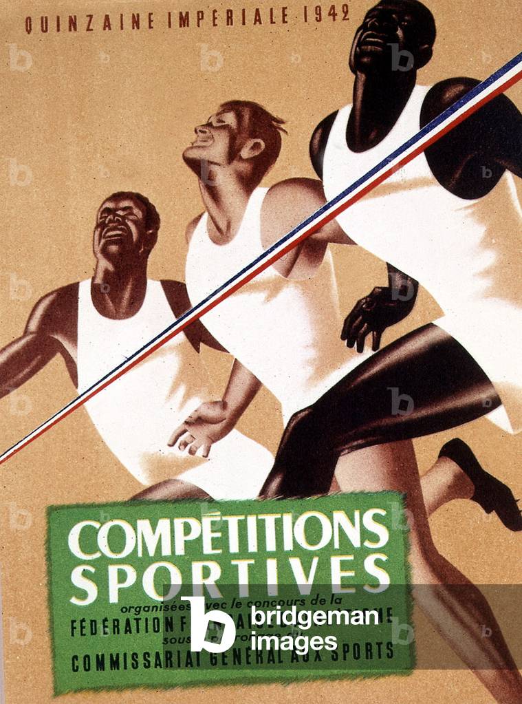 Propaganda poster of the Vichy government for sports competition between athlets of colonies, 1942