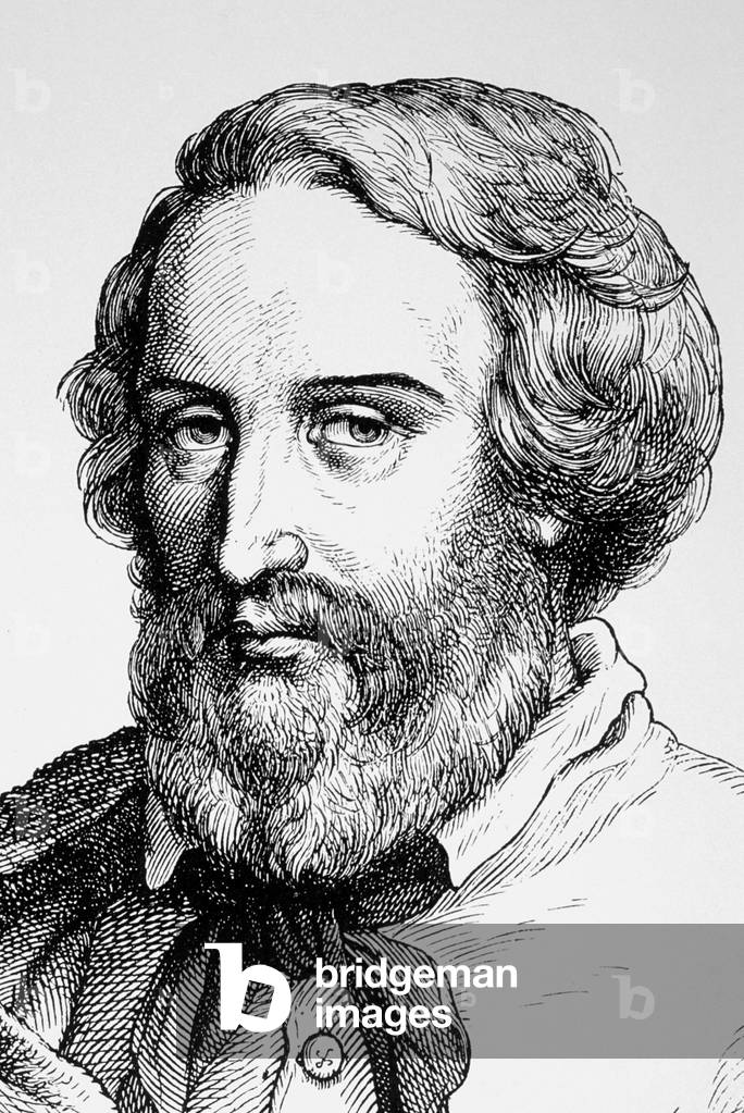 german poet Heinrich Heine (1797-1856), engraving