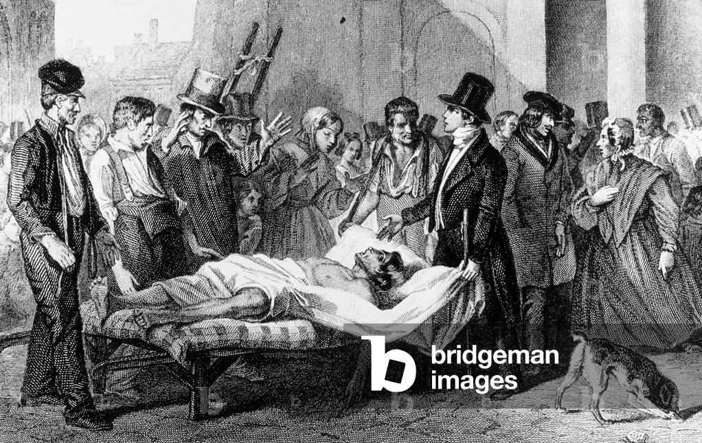 epidemic of cholera in Paris in 1832, engraving