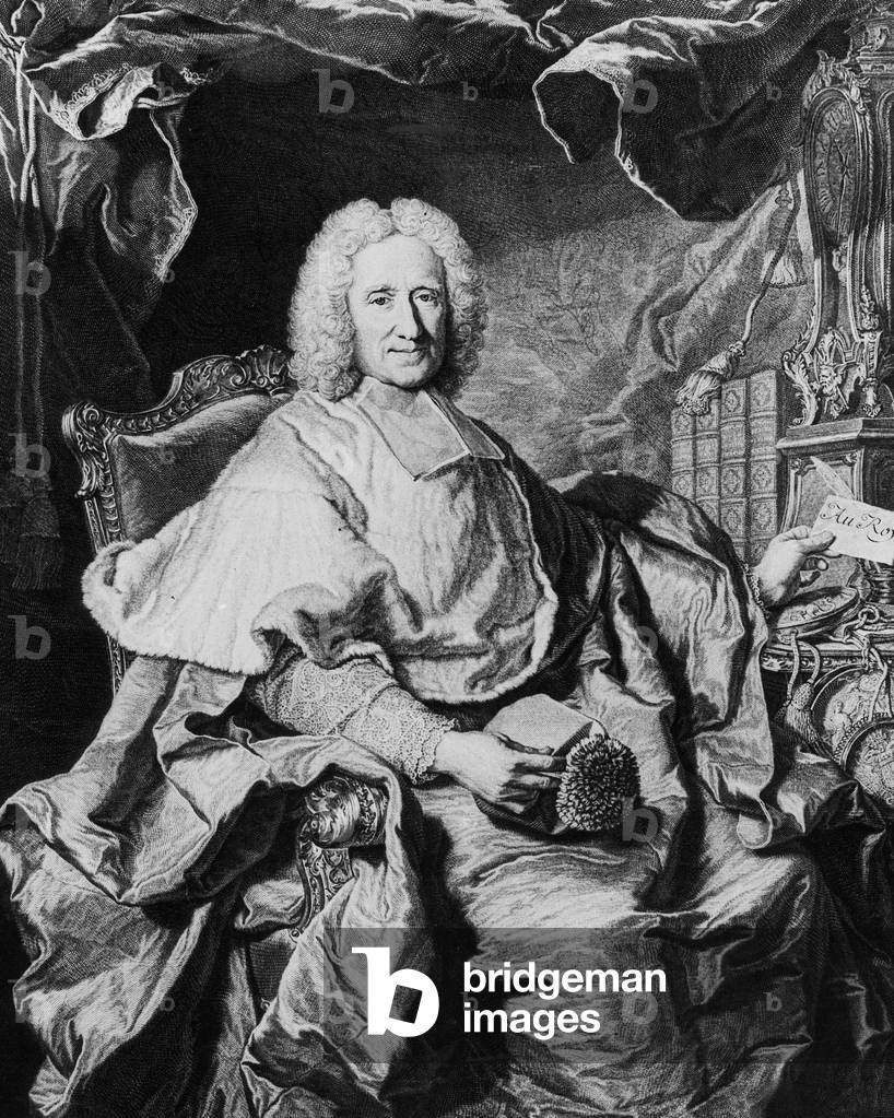 Guillaume Dubois (1656-1723) French Cardinal Archbishop and Duke of Cambray, engraving by Drevet after Hyacinthe Rigaud (1703)