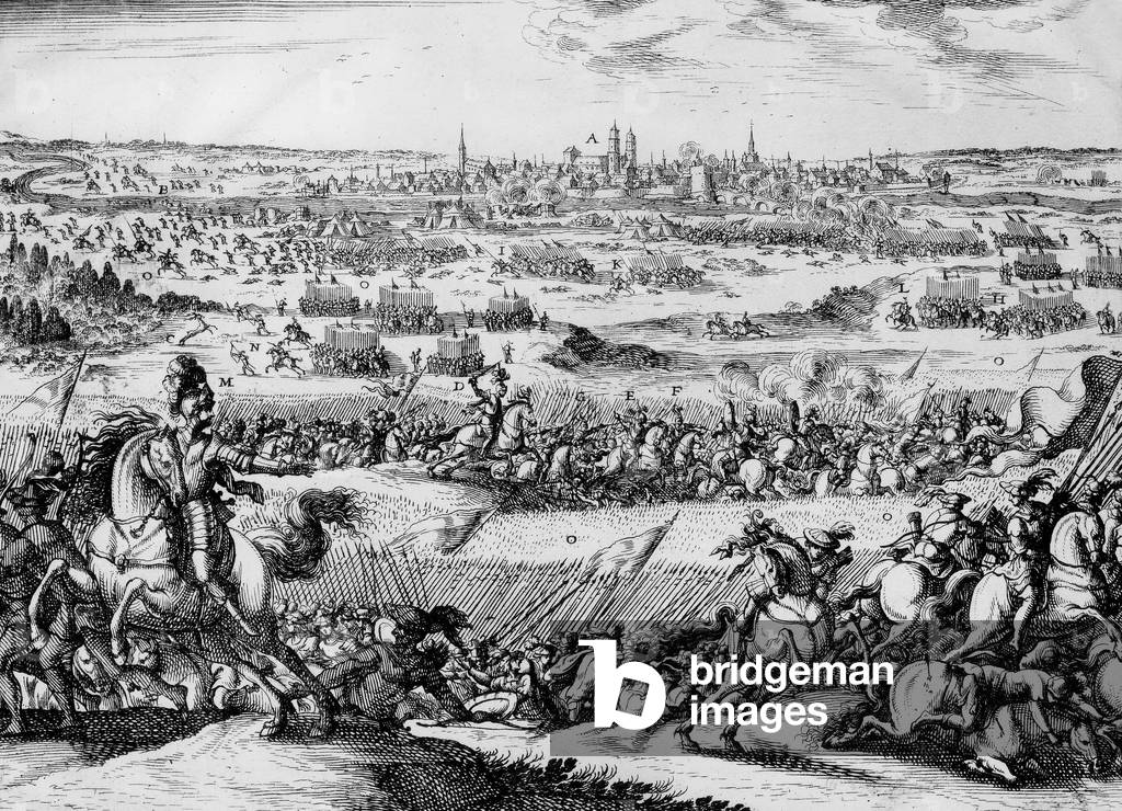 Bouvines battle on july 27, 1214 won by French king Philippe Auguste on german emperor Otto IV, engraving