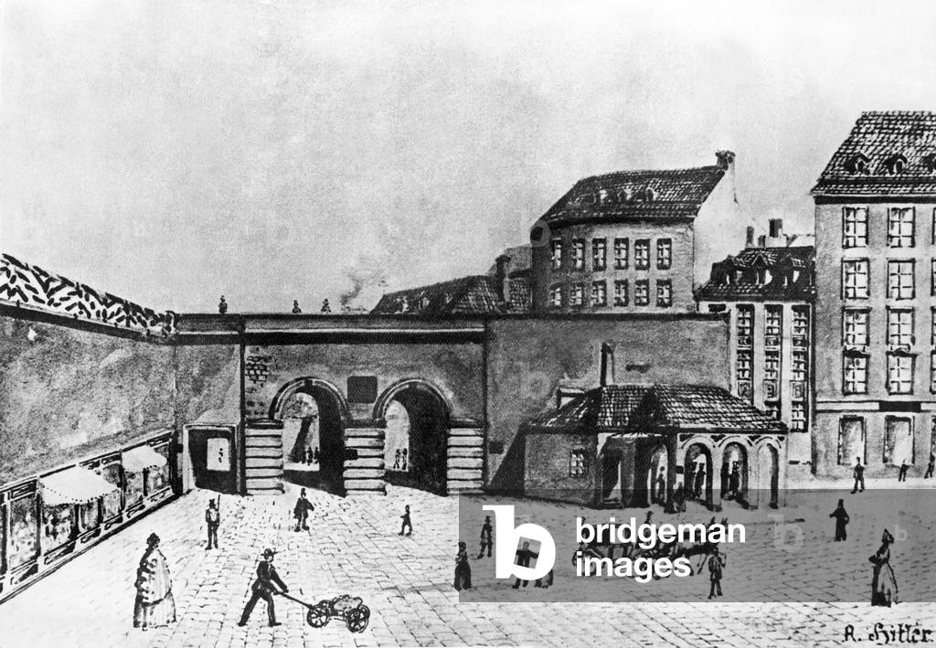 Area of Vienna (Austria) painted and signed by Adolf Hitler, watercolor. Young Hitler was architect stuent and house painter but he failed twice at the competitive examination to enter the Art academy in Vienna