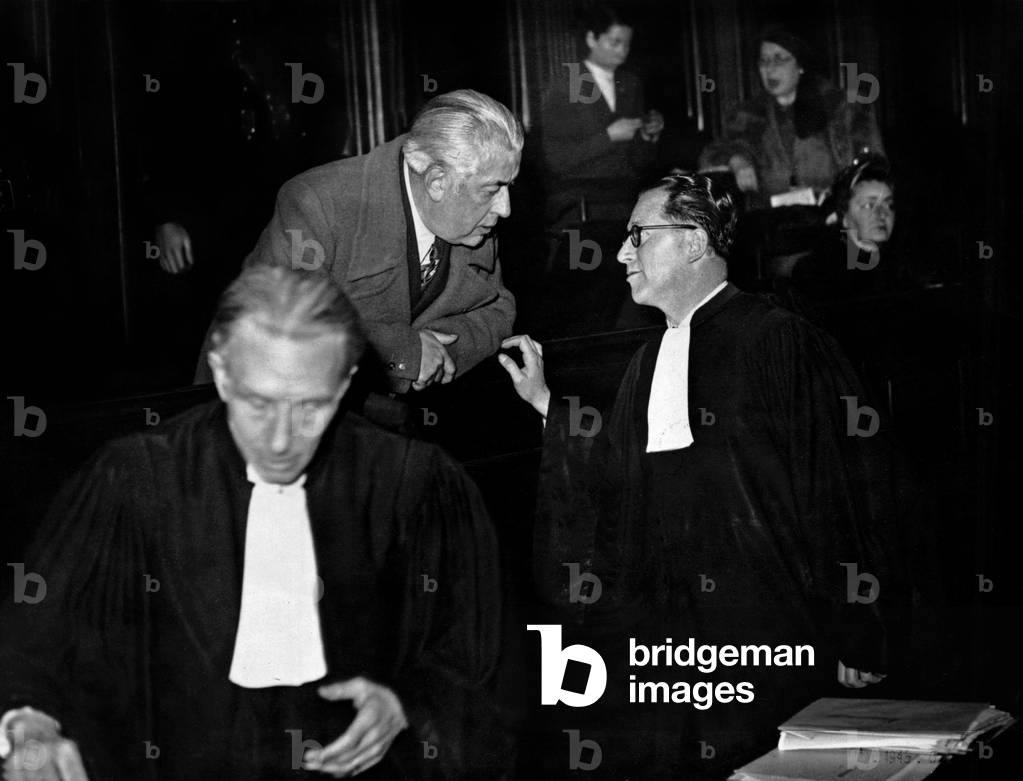 Henri Beraud, journalist and writer, xenophobe, he was for marshal Petain : here during his trial in september 1945. He was condemned then reprieved by deGaulle