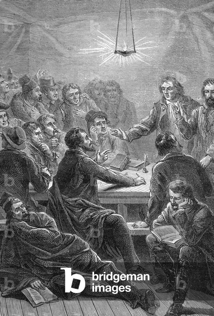 meeting of Carbonari, Italy, engraving, 19th century