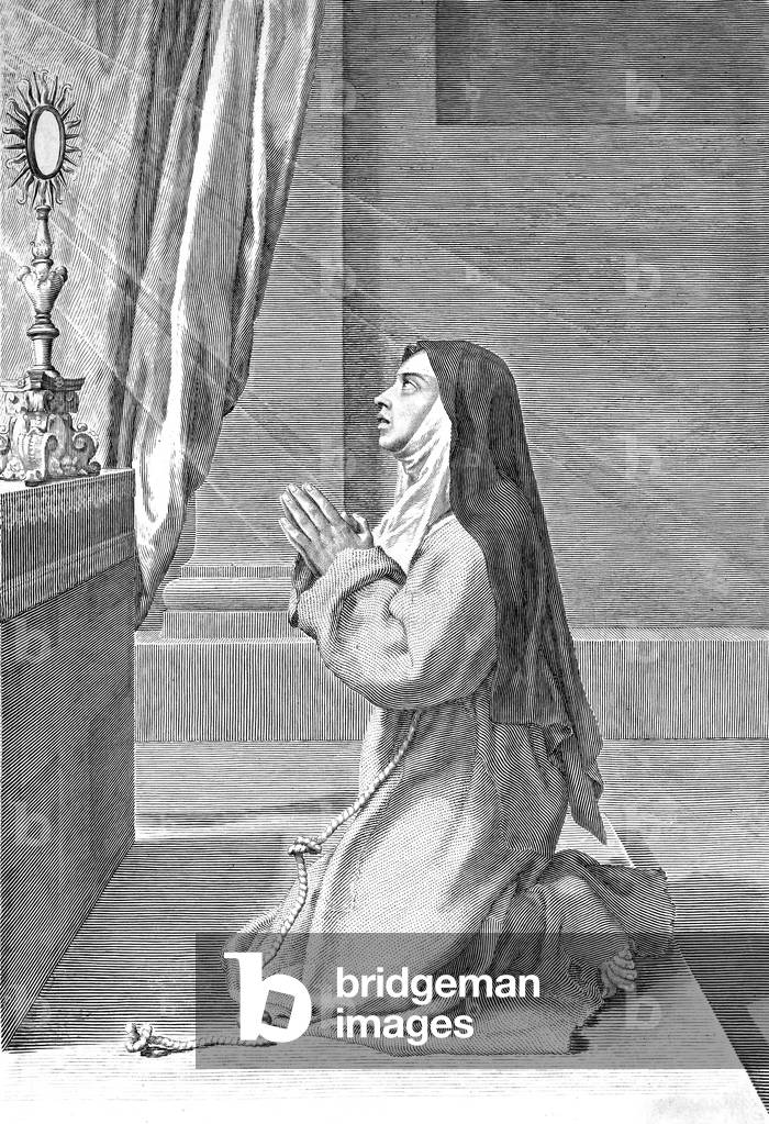 Clarisse, nun of Saint Clara 's order, in 1667, engraving by Claude Mellan (1598-1688)