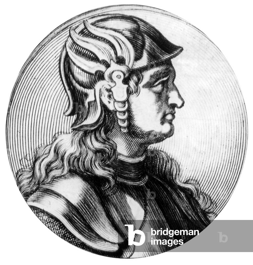 Rodrigue (Roderic) king of Wisigoths in 710-711, engraving