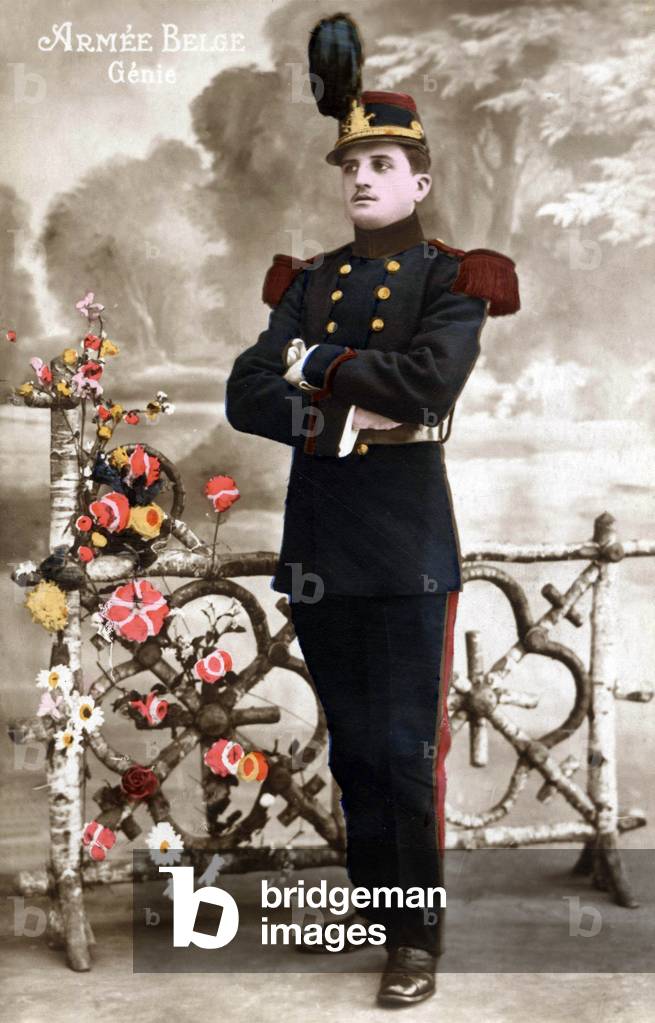 Soldier of military engineering, belgian army, ww1, postcard
