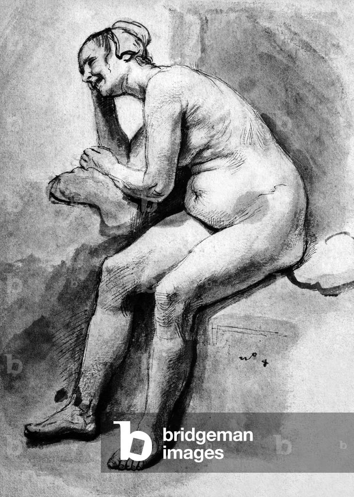 Naked woman drawing by Rembrandt van Rijn (1606-1669)