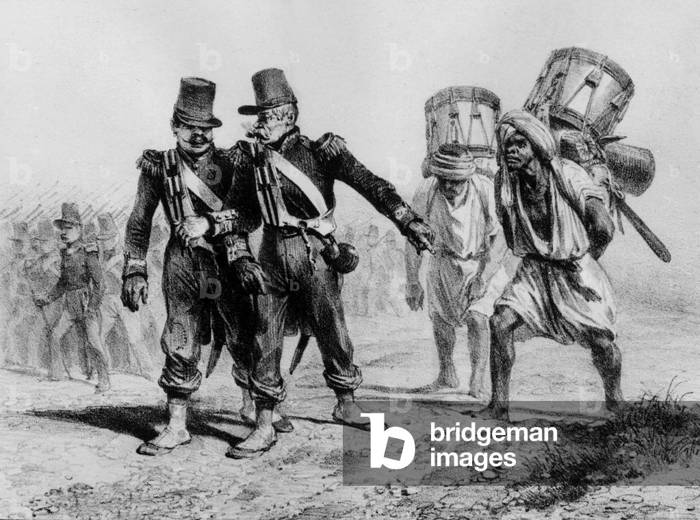 Conquest of Algeria by French troops, engraving by Raffet, july 1830