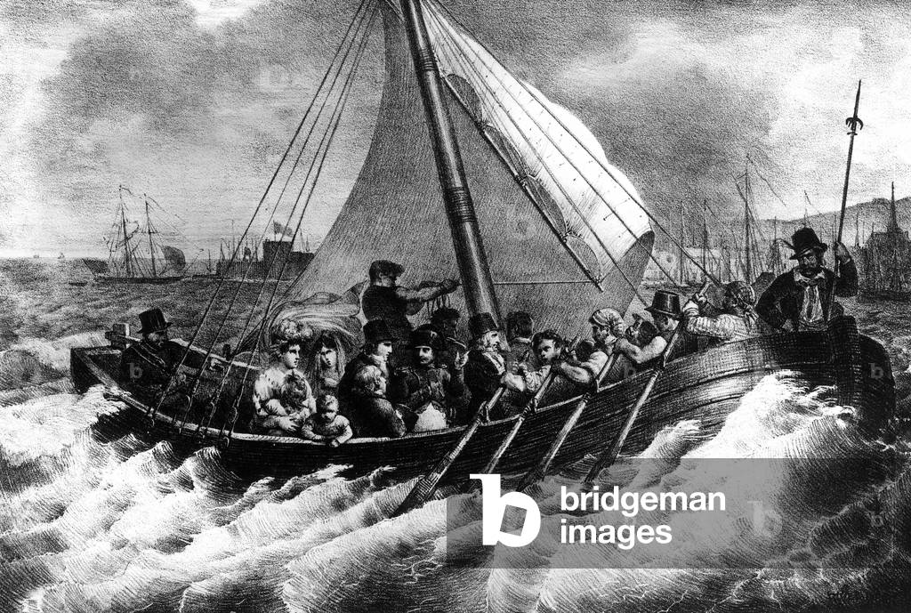 Arrival of the Bonapartes in France (Napoleon 1st in c), june 1793, engraving by Villain (1829)