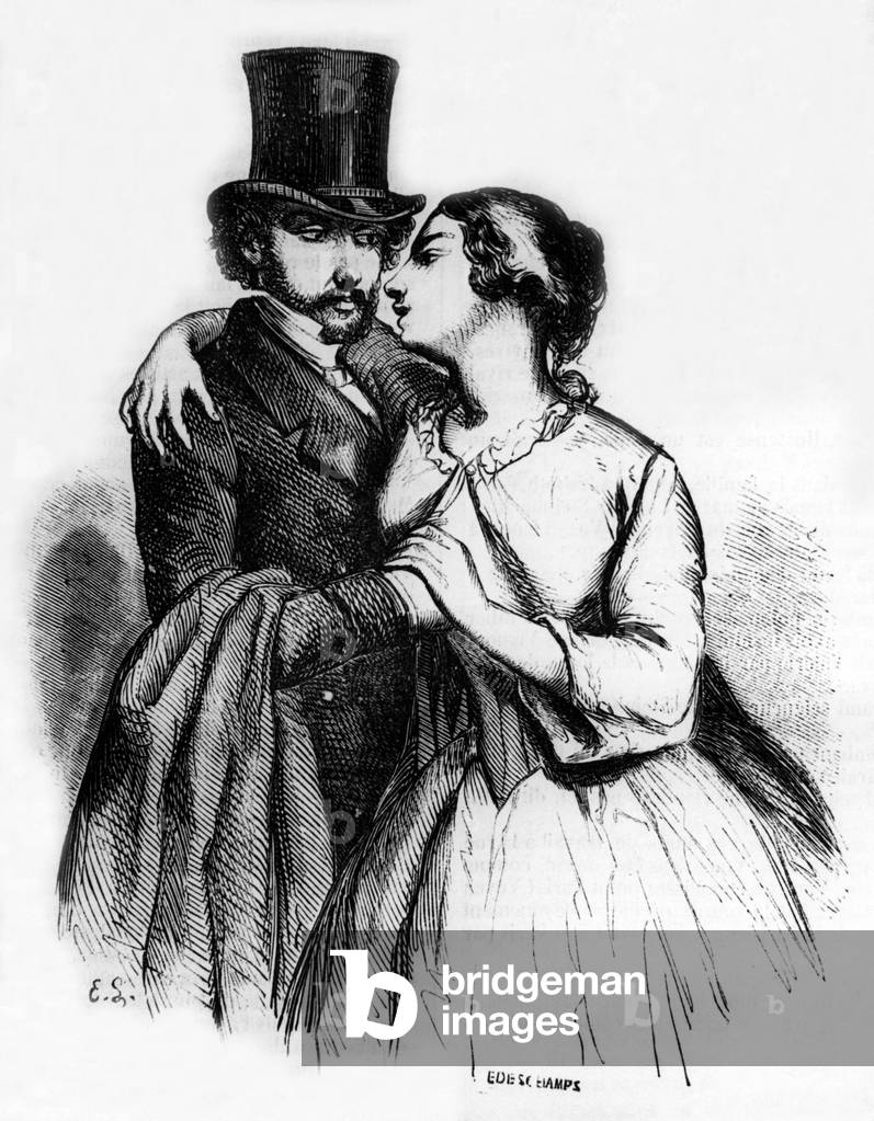 Hortense and Wenceslas, illustration for novel by Honore de Balzac 