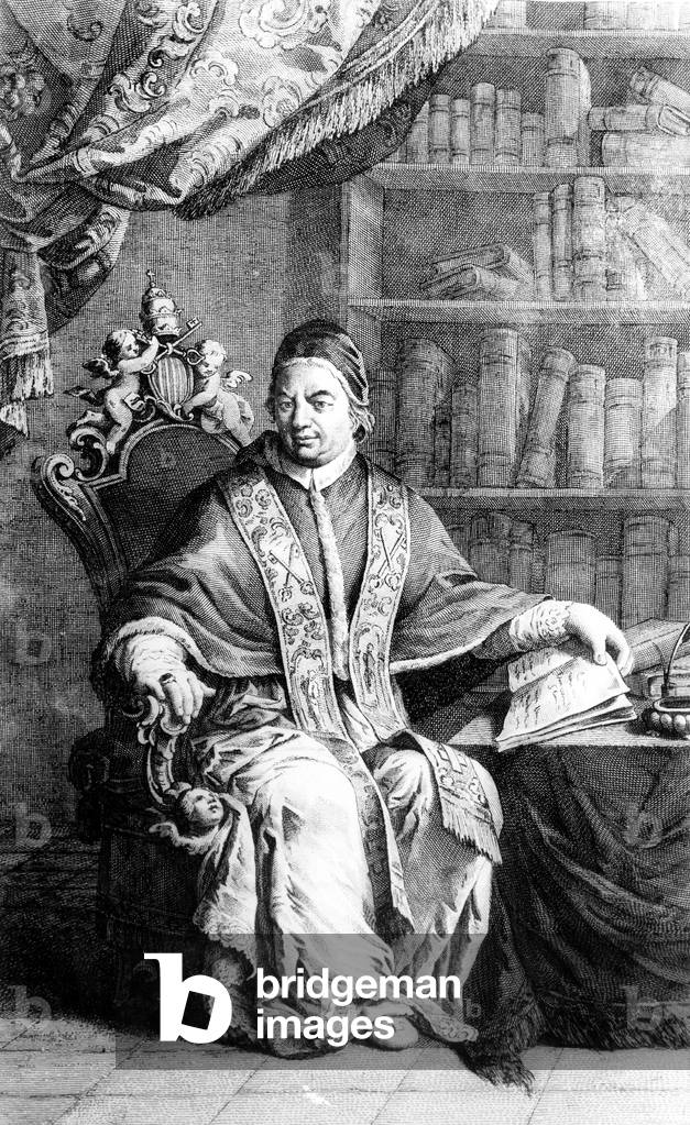 Pope Benedict XIV (1675-1758, pope from 1740 to 1758, Prosper Lambertini), engraving