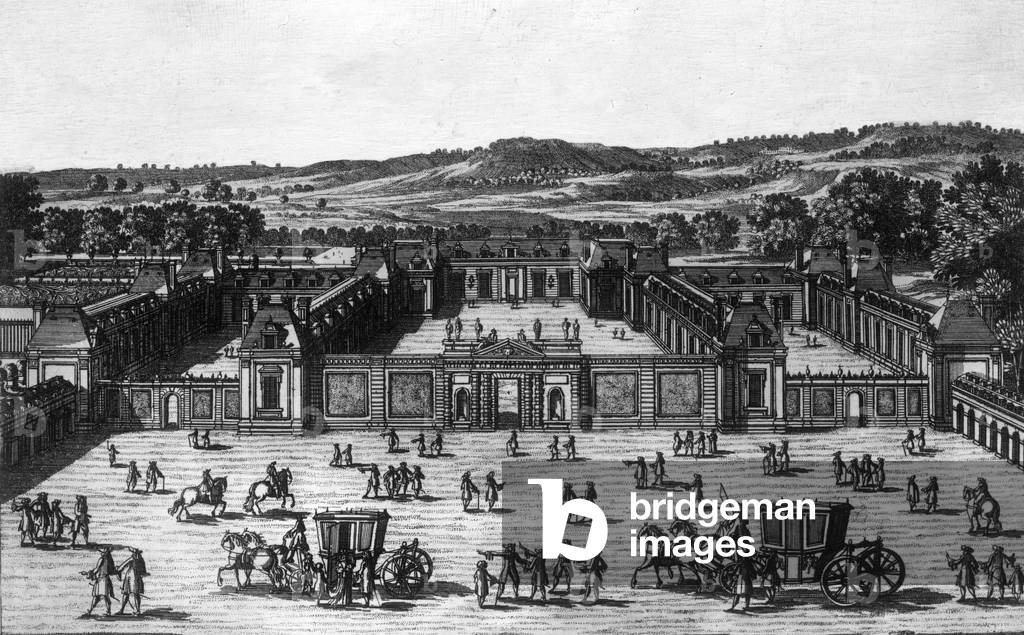 Entrance of Castle of Saint Germain en Laye (France), engraving by Aveline, 17th century