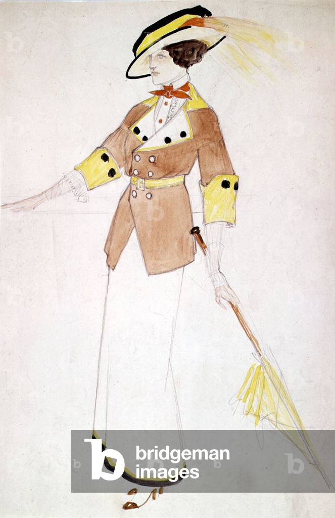 Model of women's fashion, drawing by Victor Lhuer 1912