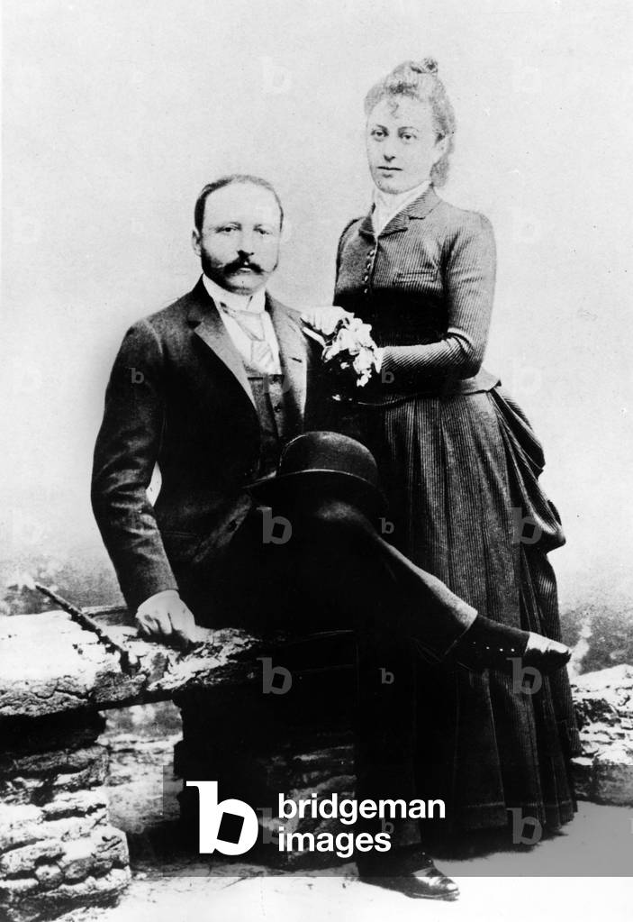 Cesar Ritz (1850-1918) Swiss hotelkeeper and entrepreneur with his wife in 1888