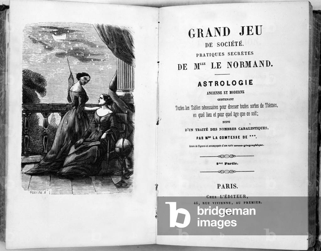 Frontispiece of book “Grand Jeu de societe pratiques secretes de Marie Anne Le Normand” (astrology), Paris, 1845
