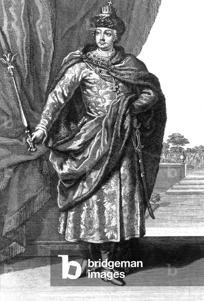 Peter 1st the Great (1672-1725) czar of Russia in 1682-1725, engraving