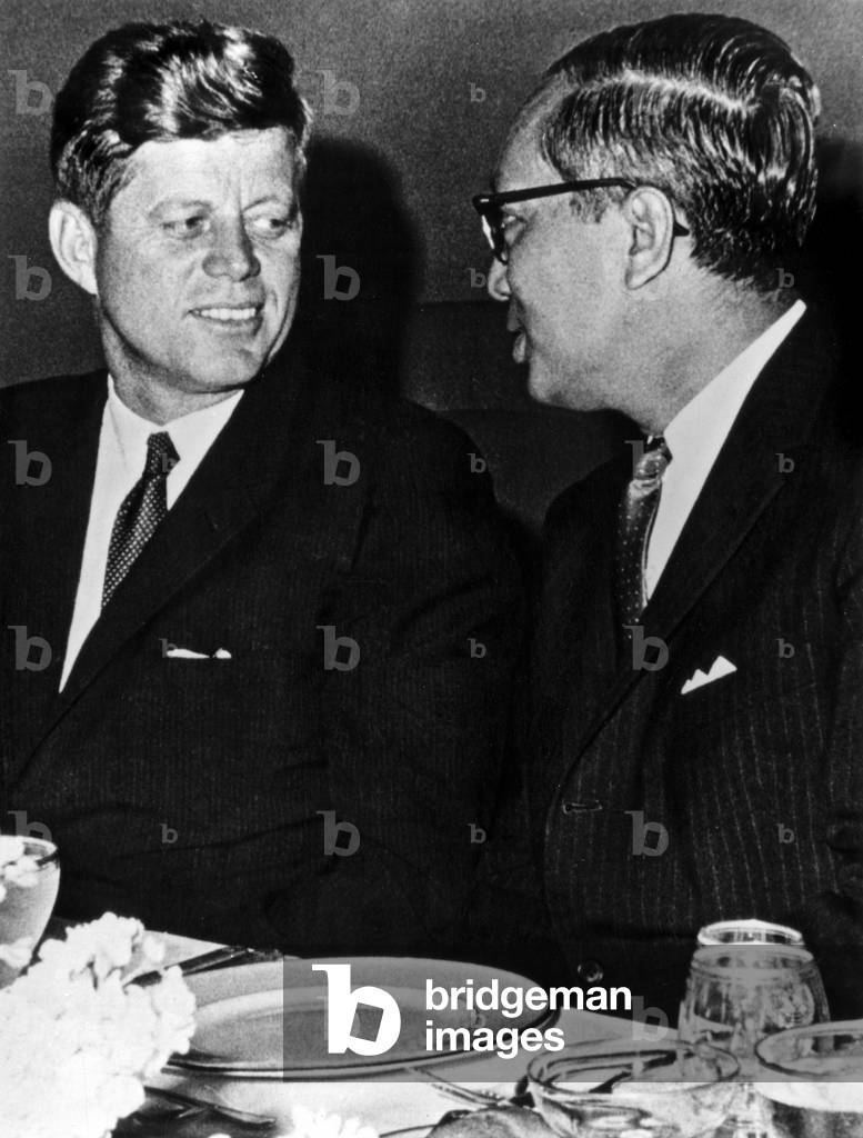 American president John Fitzgerald Kennedy and Maha Thray Sithu U Thant, general secretary of UNO, New York, september 20, 1963