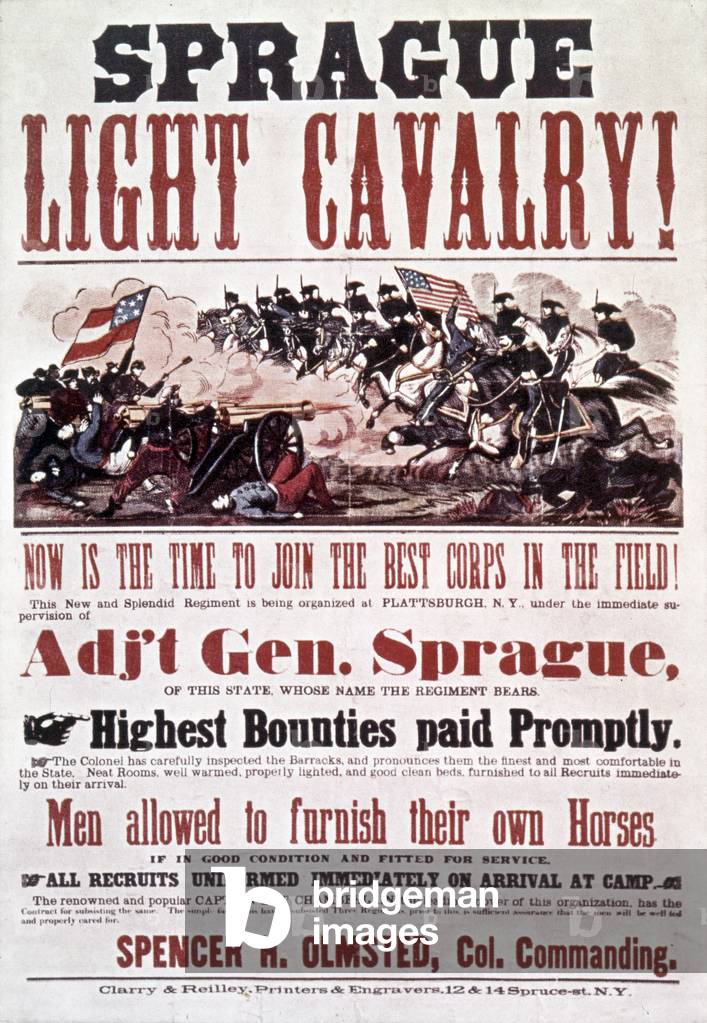 Secession war in 1861-1865 : poster to encourage people to enroled in general Sprague army