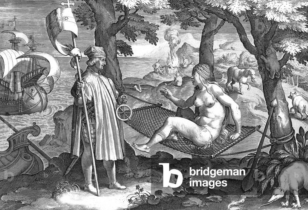 Christopher Columbus (1451-1506) italian sailor discoverer of America in 1492, engraving