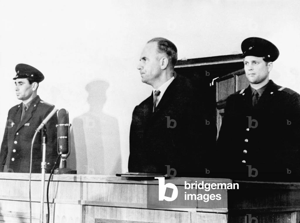 trial of Penkovsky and Wynne , accused of being spies for american and english secret services, here in Moscow may 07, 1963