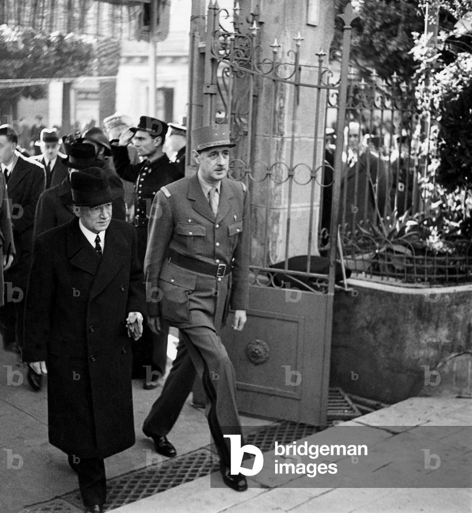 General de Gaulle and President Benes january 30, 1944 arriving at the Brazzaville colonial conference bringing together the representatives of the French territories of Africa Congo