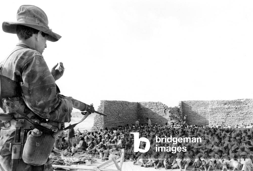 Egyptian prisoners at El Arish, Six Day War, 6th June 1967(b/w photo)