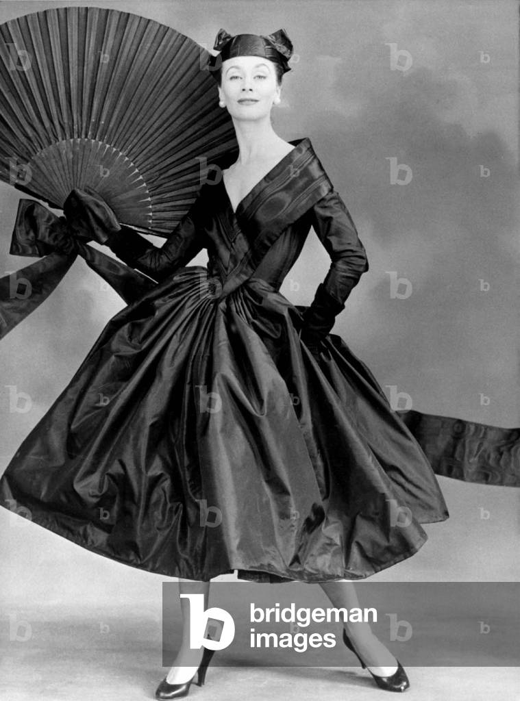model wearing dress by Givenchy in 1954