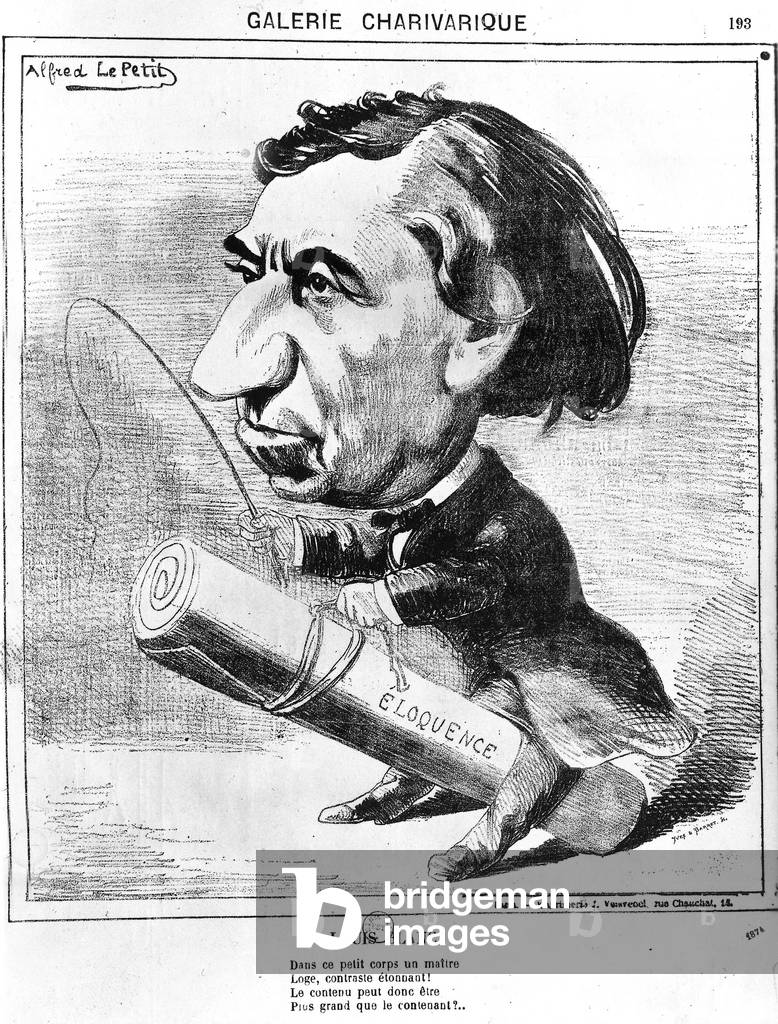 Caricature of French deputee Louis Blanc (1811-1882) by Alfred le Petit 1874