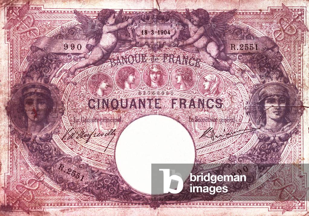 French banknote, 50 francs, 1904