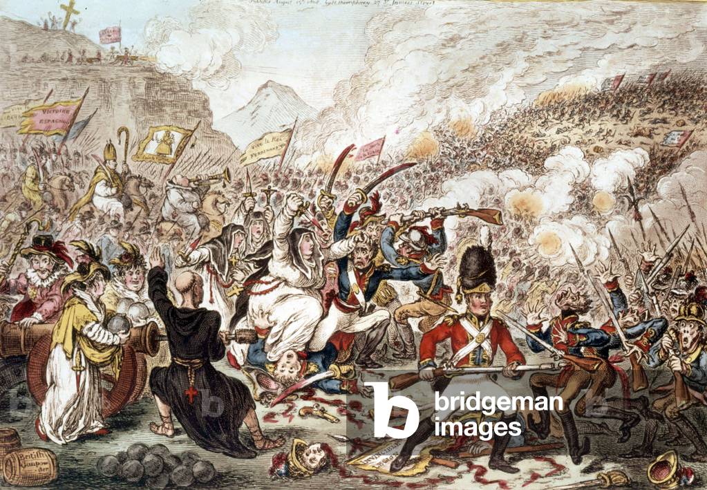 Heroic resistance of Spanish in Arbos against French invader in 1808, engraving by Fabri after Antonio Rodriguez